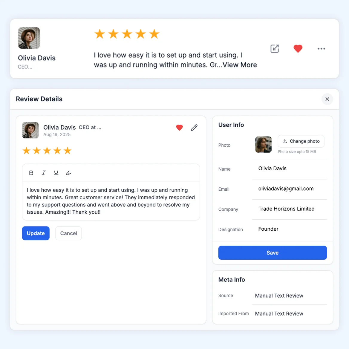 Edit Review in Feedspace
